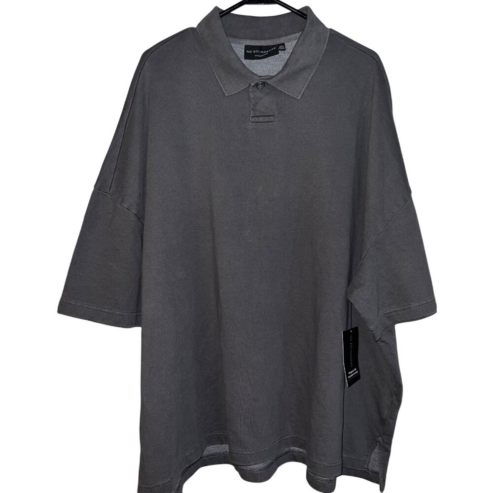 No Boundaries Oversized Fit Polo Shirt XL Gray Men's 100% Cotton